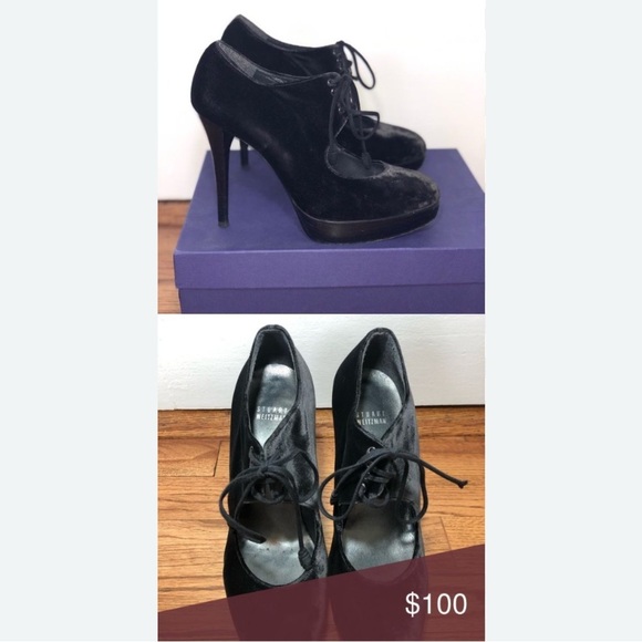 Stuart Weitzman Velvet Platform Lace Up Shoes w/dust bag & box - Picture 3 of 4